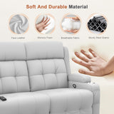 RV Loveseat Recliner Sofa, Oversized Massage Wall Hugger Recliner Couch with Side Pockets, Cup Holders, Reclining Sleeper, 150° Adjustable Recline & Padded Armrests, for RV (Light Gray, Loveseat) Tiooii