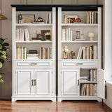 SEDETA Farmhouse Bookshelves and Bookcases with Doors and Drawer, Bookshelf with Storage, Floor Standing 6 Shelf Display Storage Shelves 70 in Tall Bookshelf for Home Office, Living Room, White SEDETA