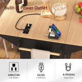 Merax 55.7" Large Kitchen Cart Island on Wheels Foldable Dining Table with 2 Drop Leaf,Power Outlet,3 Drawers,Wood Frame Storage Cabinet Merax