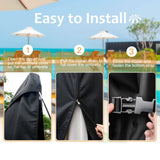 NettyPro Umbrella Cover for 10ft to 12ft Outdoor Umbrellas, Fade Resistant Waterproof and Ripstop Market Umbrella Parasol Cover with Zipper and Rod, Black NettyPro