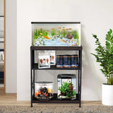 LALA IKAI Fish Tank Stand for 10-20 Gallon Aquariums Heavy Duty Adjustable Height Double Tier Steel Structure Sturdy Design Reptile Cage or Tank Storage Cabinet, Black LALA IKAI