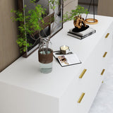 TAMUNE 54” 6 Drawer Dresser, Modern 6-Drawer Chest with Gold Metal Handles, Bedroom Dresser with Gold Metal Legs, for Living Room Entryway White (54”W x 15.7”D x 30.1”H) TAMUNE