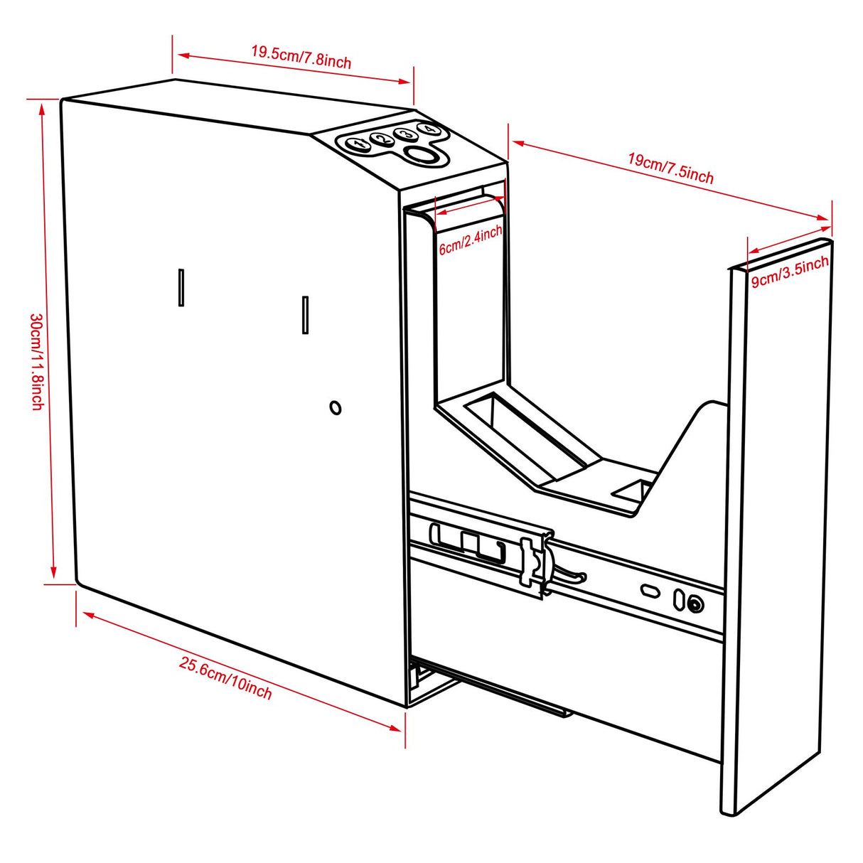 Biometric Slider Handgun Gun Safe for Nightstand, Desk, Bed Side,Truck - Auto Sliding Door Hand Gun Safe for Pistol -with Fingerprint, PIN Code, KEY Access LANGGER V