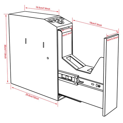 Biometric Slider Handgun Gun Safe for Nightstand, Desk, Bed Side,Truck - Auto Sliding Door Hand Gun Safe for Pistol -with Fingerprint, PIN Code, KEY Access - WoodArtSupply