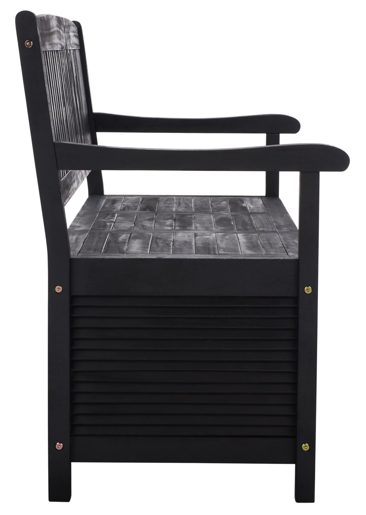 SAFAVIEH Outdoor Collection Brisbane Black Acacia Wood Storage Bench SAFAVIEH