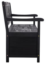 SAFAVIEH Outdoor Collection Brisbane Black Acacia Wood Storage Bench SAFAVIEH