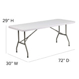 Flash Furniture Elon 6' Rectangular All-Occasion Plastic Folding Event Table, Foldable Portable Banquet Table for Indoor/Outdoor Events, White Flash Furniture