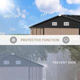 Zstar 10 x 8 FT Outdoor Storage Shed, Metal Steel Shed Storage House with Updated Frame Structure & Lockable Door, Waterproof Garden Steel for Backyard, Garden, Lawn, Patio, Brown Zstar