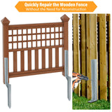 Raweao Fence Post Repair Stakes - 1 Pack Heavy Duty Steel Fence Post Anchor Ground Stakes for Repair Tilted or Broken Wood Fence Post Raweao