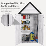 MEDEHOO Outdoor Storage Shed with Floor and Waterproof Roof - Metal Framed Tool Cabinet with Adjustable Shelves - Double Lockable Doors for Backyard, Garden, Patio (Off-White) MEDEHOO