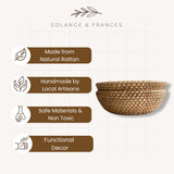 Solange & Frances Bread Basket for Table, Natural Rattan Fruit Bowl for Kitchen, Small Bread Bowl, Rattan Basket, Mothers Day Gifts for mom, Kitchen Table Decor, Bread Proofing Basket Solange & Frances
