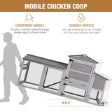 Mobile Chicken Coop with Nesting Box, Outdoor Hen House Poultry Cage with Casters X-Large GUTINNEEN