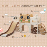 NYEEKOY 9 in 1 Toddler Slide and Climber Playset Indoor Outdoor Kids Slide with Basketball Hoop,Telescope and Storage Space, Freestanding Backyard Playground for Children Age 1-6 Nyeekoy