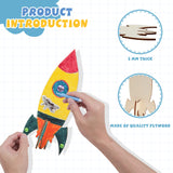 BAPHILE 12 Pack DIY Wood Rocket, Mini and Decorate Wooden Craft Kits With Tools for Kids School Home Party Decor Projects BAPHILE