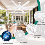 YITAHOME 72 Inch Ceiling Fans with Lights and Remote Control for Indoor/Covered Outdoor, Reversible Quiet DC Motor, 8 Blades with 6 Speed, Modern Ceiling Fans for Living Room -White YITAHOME
