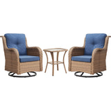 Rilyson Patio Chairs Rocking Swivel Chiar - 3 Piece Outdoor Wicker Patio Bistro Set Rattan Rocker Glider Chairs with High Back and Deep Seating for Outside Porch Deck Garden(Yellow/Blue) Rilyson