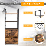 VINGLI Rustic Brown 65.7" Lockable 2 Drawer File Cabinet with Shelves - Versatile Freestanding/Rolling Design for Home Office VINGLI