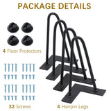 Thanaddo 8" Hairpin Furniture Legs 4PCS, Heavy Duty Solid Steel 2 Rod Furniture Legs with 2 Sizes Screws and 4pcs Floor Protectors for Nightstand, Cabinet, Bench Chair, Coffee Table, Desk, etc, Black Thanaddo