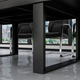 FAMAPY 7.2FT Conference Table Podcast Table, Black Metal Frame, Rectangular Office Table Meeting Table Podcast Table, Black and Deep Walnut (86.8”W x 47.2”D x 29.4”H) FAMAPY