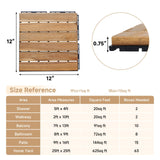 Rovibek 10PCS Deck Tiles, 12" x 12" Interlocking Deck Tiles Outdoor Waterproof, Acacia Wood Outdoor Deck Tiles All Weather for Balcony Poolside Backyard Outdoor Patio Flooring, Striped Yellow Rovibek