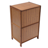 TrueyEssence 2-Tier Bamboo Nightstand with Rattan Decor Doors, Modern Bedside Table End Table Multipurpose Storage Cabinet for Bedroom Living Room Dark Brown TrueyEssence