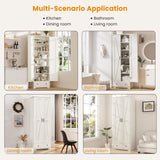 Teekyooly 70" Farmhouse Kitchen Pantry Cabinet, Tall Large Wood Storage Cabinet with 6 Adjustable Shelves, 2 Barn Doors & Drawer for Bathroom, Dining Room, Antique White Teekyooly