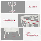 Tajsoon Standing Coat Rack with Umbrella Holder, Freestanding Coat Hanger Stand with Umbrella Stand, Entryway Coat Rack with 12 Hooks to Hold Clothes, Coat Tree for Living Room Bedroom Office, White Tajsoon