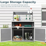 GRAVFORCE Outdoor Potting Bench Table, Garden Potting Benches for Outside Planting Work Bench Table Wooden Storage Plant Table Cabinet Gardening Table for Patio, Garden, Greenhouse, Backyard (Gray) GRAVFORCE