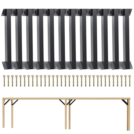 Grehitk 12PC 45 Degree Angle Support Bracket, Pergola Kit Heavy Duty Connector Brace Bracket Kit for Pergolas for for Gazebos Patio Pergolas Log Cabin Elevated Wood Stand Kit Grehitk