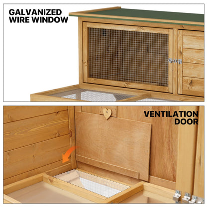 MoNiBloom 2-Level Chicken Coop with Run and Ventilated Wood Hen House - Spacious 47 x 35 x 35.5 inches Small Animal House with Removable Tray, Ramp, and Asphalt Roof for Hens, Quail, and Bunn - WoodArtSupply