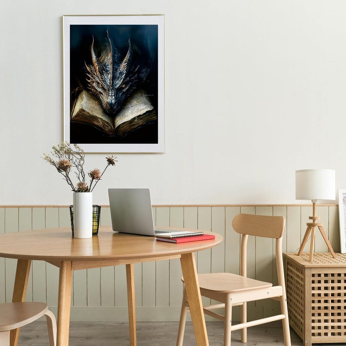 MBNTJHT Dragon Paint by Numbers Kit for Adults,Black Dragon and Book Paint by Number Kits with Brushes for Adults Beginner,DIY Unframed Oil Painting Kits for Home Wall Decor 16x20 Inch. MBNTJHT