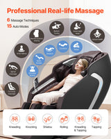 VEVOR Massage Chair, 4D Full Body Zero Gravity Recliner with SL Track, Yoga Stretch, AI Voice Control, Heat, Foot Roller, Retractable Pedal, 36 Airbags, LCD, Armrest Controls, Rolling Base VEVOR