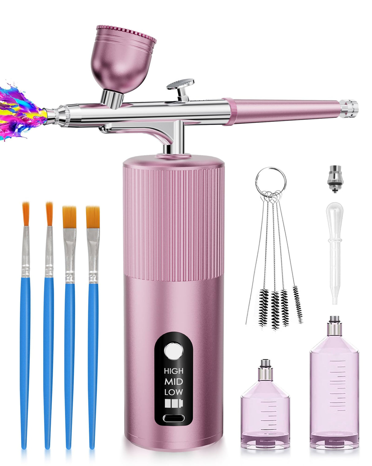 Airbrush Kit with Compressor - Airbrush for Nails,48PSI Screen Display Air Brush,Rechargeable Wireless Airbrush Gun Machine for Nail Art, Makeup, Painting, Cake Decor Rexley
