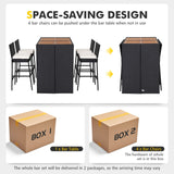 HAPPYGRILL 5 Pieces Rattan Outdoor Bar Set with Height Table & 4 Cushioned Bar Stools, Patio Bar Set Wicker Dining Set for Poolside Patio Backyard HAPPYGRILL