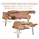 BTEOBFY Live Edge Coffee Table, Natural Living Room Coffee Table with Clear Lacquer Finish and Metal Hairpin Legs,Unique Desktop BTEOBFY