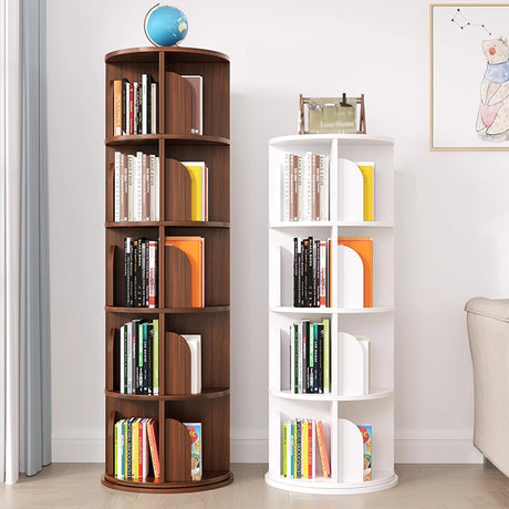 HRTLSS 360° Rotating Solid Wood Bookshelf - Space-Saving Multifunctional Corner Storage Solution HRTLSS