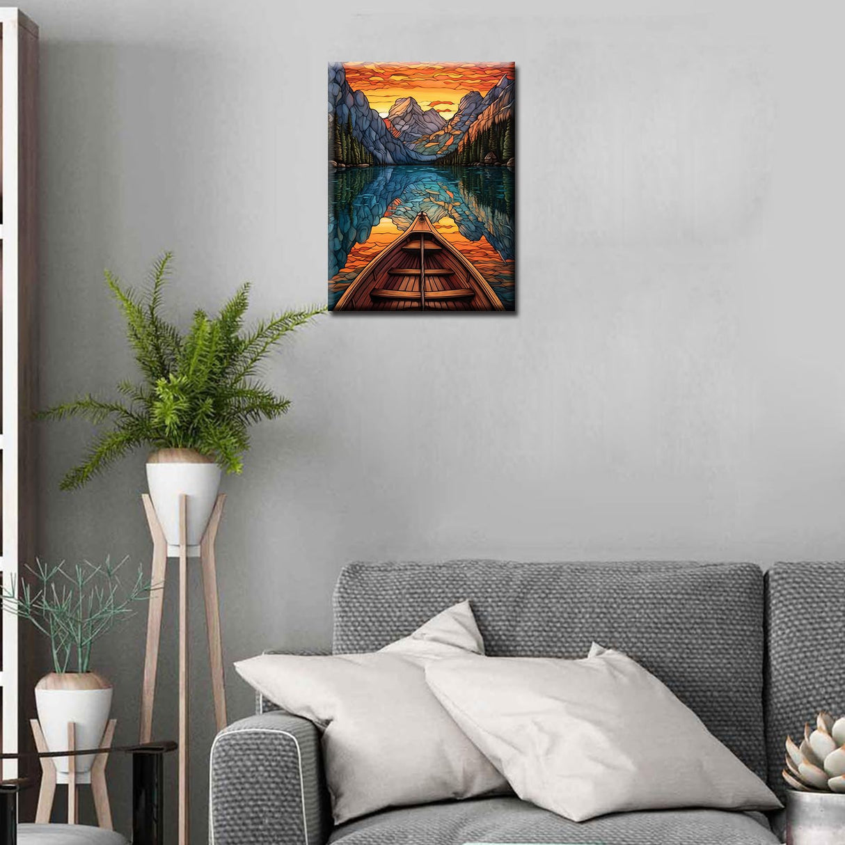 Moraine Lake Diamond Painting Banff National Park Artwork The Rockey Mountains Wall Art 5D DIY Full Drill Crystal Sainboat Landscape Diamond Picturefor Adult Home Decor Ship Gift(16''Wx 12''H) TUMOVO