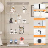 LFT HUIMEI2Y Glass Display Cabinet with LED Lights and Lock, 2 Door Curio Cabinets, Tempered Glass Collection Display Showcase for Bedroom, Living Room 65” White LFT HUIMEI2Y