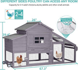 Chicken Coop for 4 Chickens, Mobile Chicken House with with Wheels, Outdoor Hen House Poultry Cage with Nesting Box, Leakproof Pull Out Tray and UV-Resistant Roof (67.3" L x 29" W x 39.4" H) Suumerpety