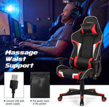 CHEFJOY Massage Gaming Chair, High Back Office Computer Chair with Headrest and Lumbar Support, Racing Style Reclining Swiveling Game Chair for Home Office (Red) CHEFJOY