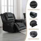 3 Seater Home Theater Recliner Manual Recliner Chair with Two Built in Cup Holders for Living Room,Bedroom, Black Generic
