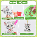 Masendp 8 Pieces Diamond Painting Keychain Animal Style Diamond Art Jewelry Double Sided 5D Diamond Painting Kit for Beginners Adult DIY Art Craft Gifts Home Decor (Football & Cat) Masendp