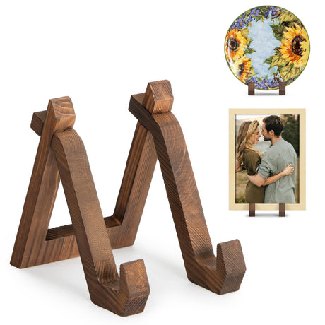 ANBOXIT Plate Display Stand, 6 Inch Plate Holder for Displaying, Decorative Picture Frame Dish Photo Plaque Platter Wood Stand ANBOXIT