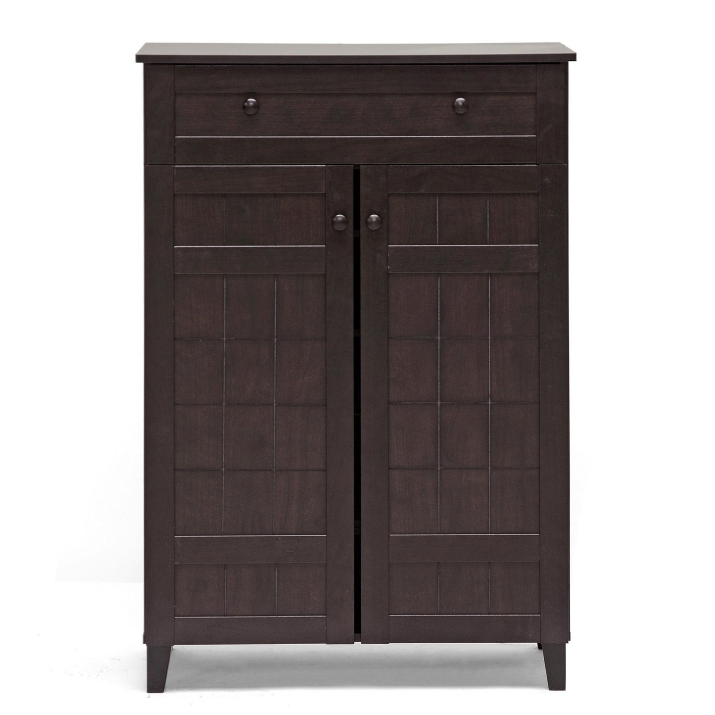 Baxton Studio Glidden 1- Drawer Shoe Storage Cabinet, Dark Brown (91-4518-HiT) - WoodArtSupply