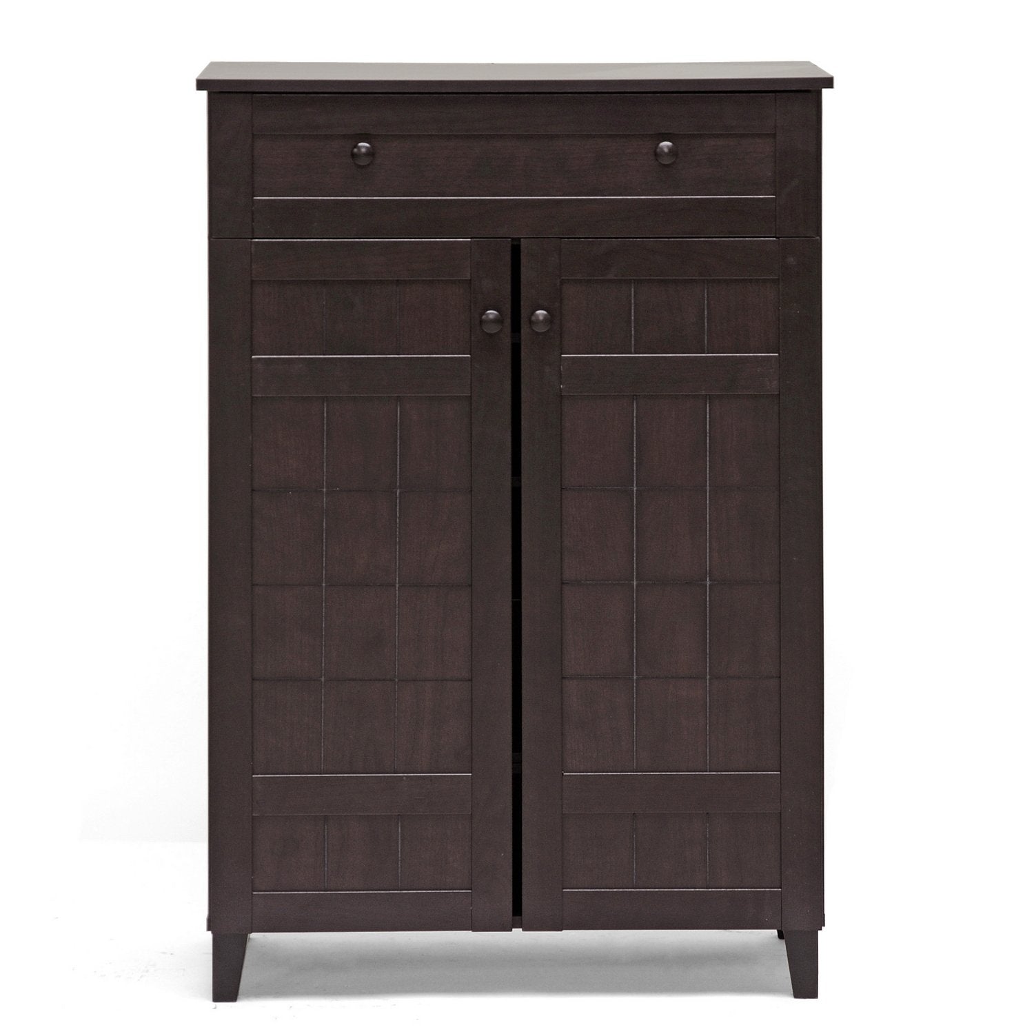 Baxton Studio Glidden 1- Drawer Shoe Storage Cabinet, Dark Brown (91-4518-HiT) - WoodArtSupply