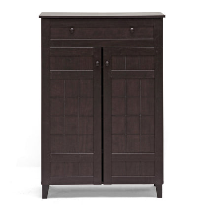 Baxton Studio Glidden 1- Drawer Shoe Storage Cabinet, Dark Brown (91-4518-HiT) - WoodArtSupply