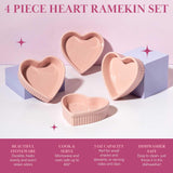 Paris Hilton Heart Shaped Ramekin Set, Mini Ceramic Ramekins, Oven Safe Baking Dishes, Dishwasher Safe, Stoneware Made without PFOA, 4-Piece Set, Pink Paris Hilton