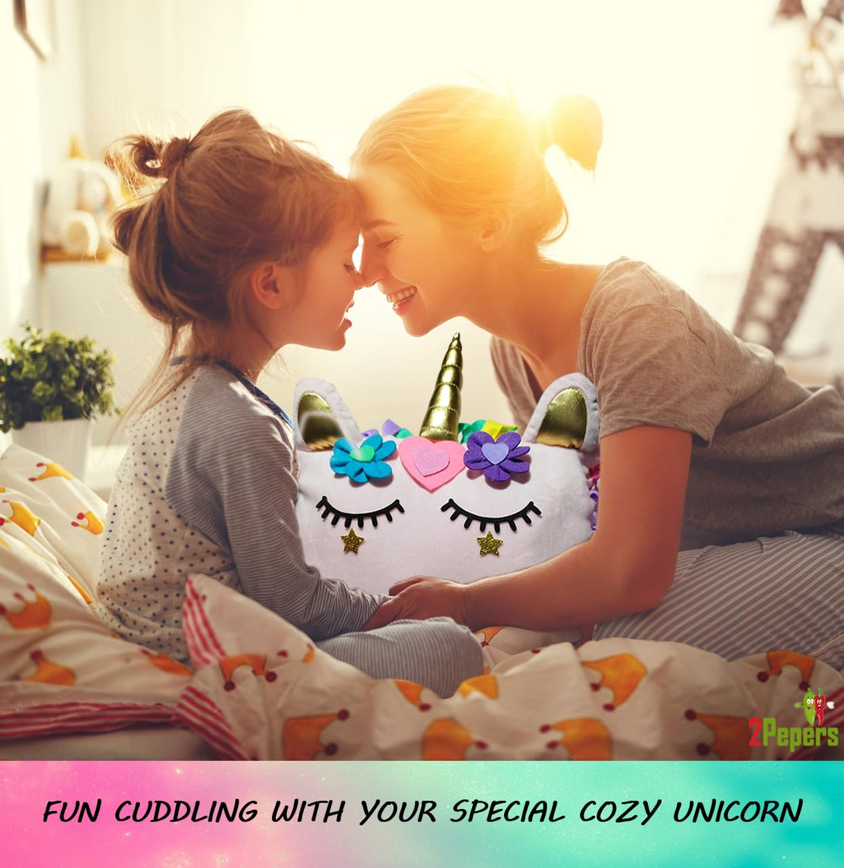 2Pepers Unicorn Pillow Kit Arts and Crafts for Girls 3 4 5 6 7 8 9 10 11 12 Years Old (No Sew), DIY Unicorn Craft Supplies Plush Toy Stuffed Pillow, Best Kids Easter Present for Little Girls 2Pepers
