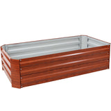 Sunnydaze 48-Inch Galvanized Steel Outdoor Raised Garden Bed - Rectangle Planter for Vegetables and Flowers - Woodgrain Sunnydaze