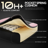 Dowinx Gaming Chair with Pocket Spring Cushion and Footrest, Ergonomic Game Chair with Massage Lumbar Support for Adults, High Back Leather Computer Chair for Office Gaming 300LBS, Pink Dowinx